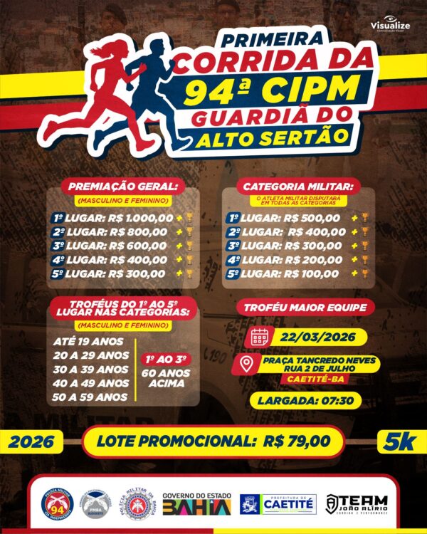 1ª CORRIDA DA 94ª CIPM GUARDIÃ DO ALTO SERTÃO - 22/03/2026